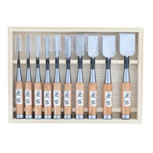t126-7325 高儀|追入のみ ヤスキ鋼 赤樫柄 木箱入 10本組【日本製】